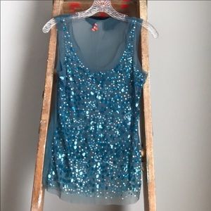 CHANN LUU SEQUENCE TEAL TANK TOP SIZE SMALL